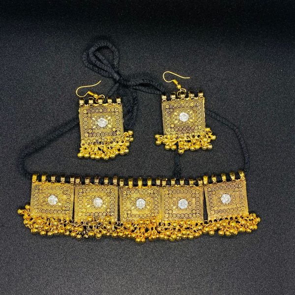 Afghani Antique Choker Necklace With Earrings For Women