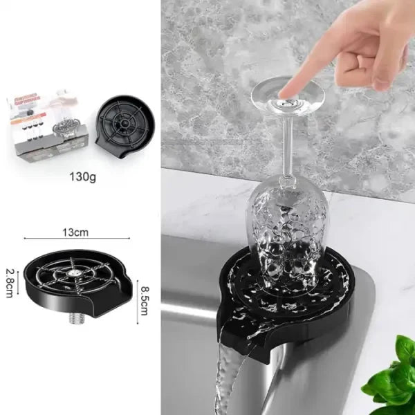 Automatic Cup Washer Or Glass Rinser For Kitchen Sink, Black Kitchen Sink Cleaning Spray Cup Washer, Bar Glass Washer.