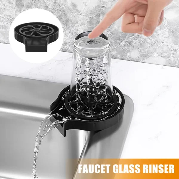 Automatic Cup Washer Or Glass Rinser For Kitchen Sink, Black Kitchen Sink Cleaning Spray Cup Washer, Bar Glass Washer.