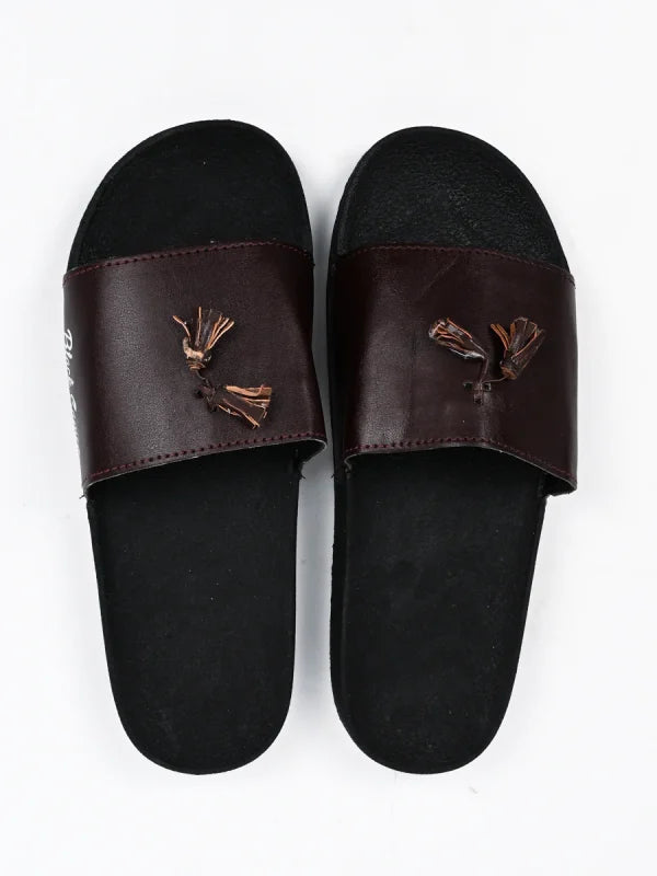 Black Camel Tassel Slide Slipper For Men (tassel-black/brown -39-44)