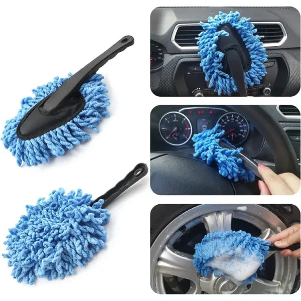 Car Wash Microfiber Cleaning Brush Car Collector Cleaning Dusts Mop Bristles Strong Water Absorption Vehicle Cleaning Wax Mop Brush, Home Cleaning Used Dust Removal Dusting Tool (random Colors)