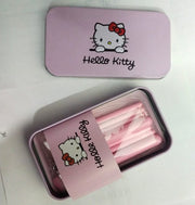 Hello Kitty Set Of 7 Pieces Complete Makeup Mini Brush Kit With A Storage Box