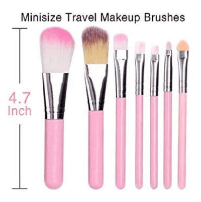 Hello Kitty Set Of 7 Pieces Complete Makeup Mini Brush Kit With A Storage Box