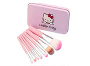 Hello Kitty Set Of 7 Pieces Complete Makeup Mini Brush Kit With A Storage Box