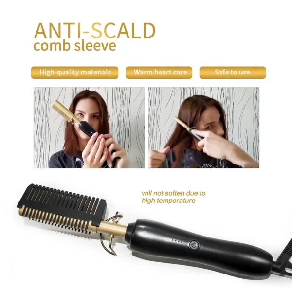 Flat Iron With Thermal Brush For Hair Curling And Waving, Adjustable Temperature Electric Hair Straightener For Women