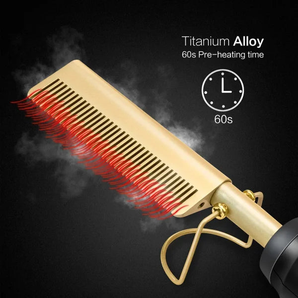 Flat Iron With Thermal Brush For Hair Curling And Waving, Adjustable Temperature Electric Hair Straightener For Women