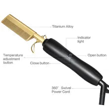 Flat Iron With Thermal Brush For Hair Curling And Waving, Adjustable Temperature Electric Hair Straightener For Women
