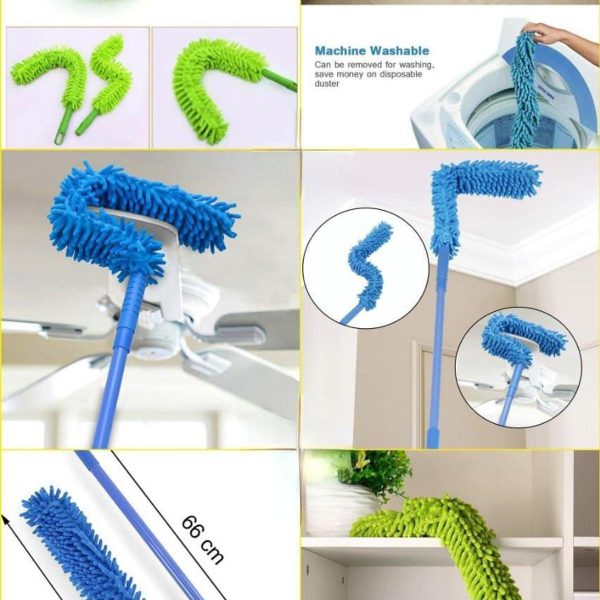 Flexible Micro Fiber Duster With Telescopic Stainless Steel Handle For Fan Cleaning Specially( Random Color )