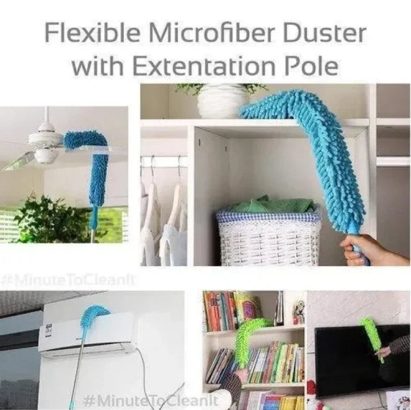 Flexible Micro Fiber Duster With Telescopic Stainless Steel Handle For Fan Cleaning Specially( Random Color )