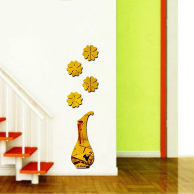 Flower Pot Acrylic Mirror Wall Stickers