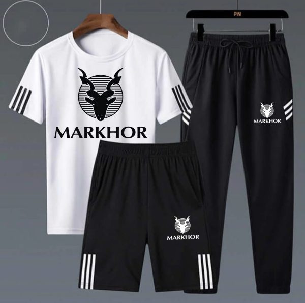 Jbi Stripped Printed Markhor White Summer 3 In 1 Tracksuit