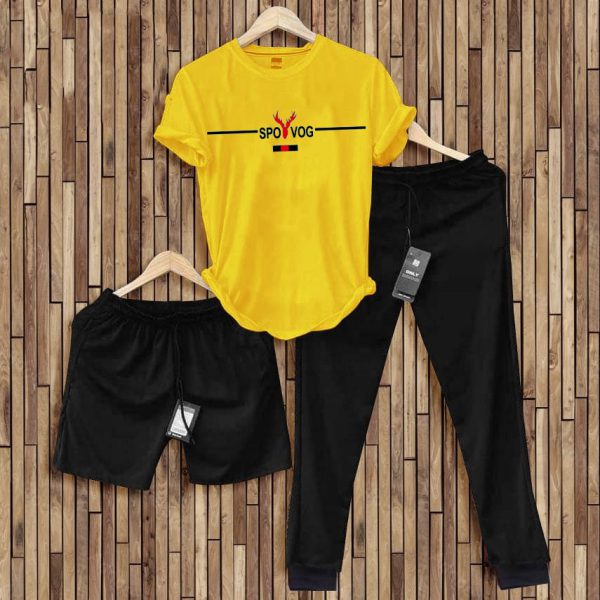 Jbi Stripped Printed Yellow Spo Vog Summer 3 In 1 Tracksuit