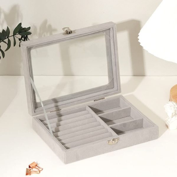 Jewelry Storage Box, Earrings Rings Simple Jewelry Box With Transparent Window (random Color)