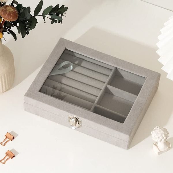 Jewelry Storage Box, Earrings Rings Simple Jewelry Box With Transparent Window (random Color)