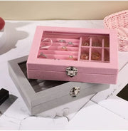 Jewelry Storage Box, Earrings Rings Simple Jewelry Box With Transparent Window (random Color)