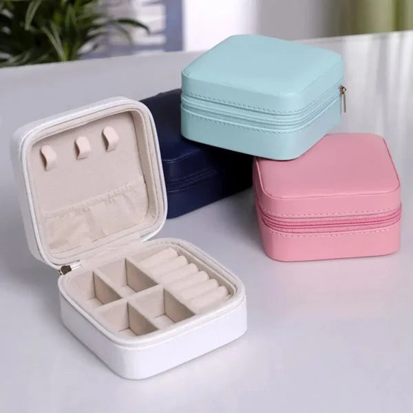 Jewelry Storage Box Leather Jewelry Stand Earrings Ring Box Cosmetics Beauty Container Organizer (random Color)made In China