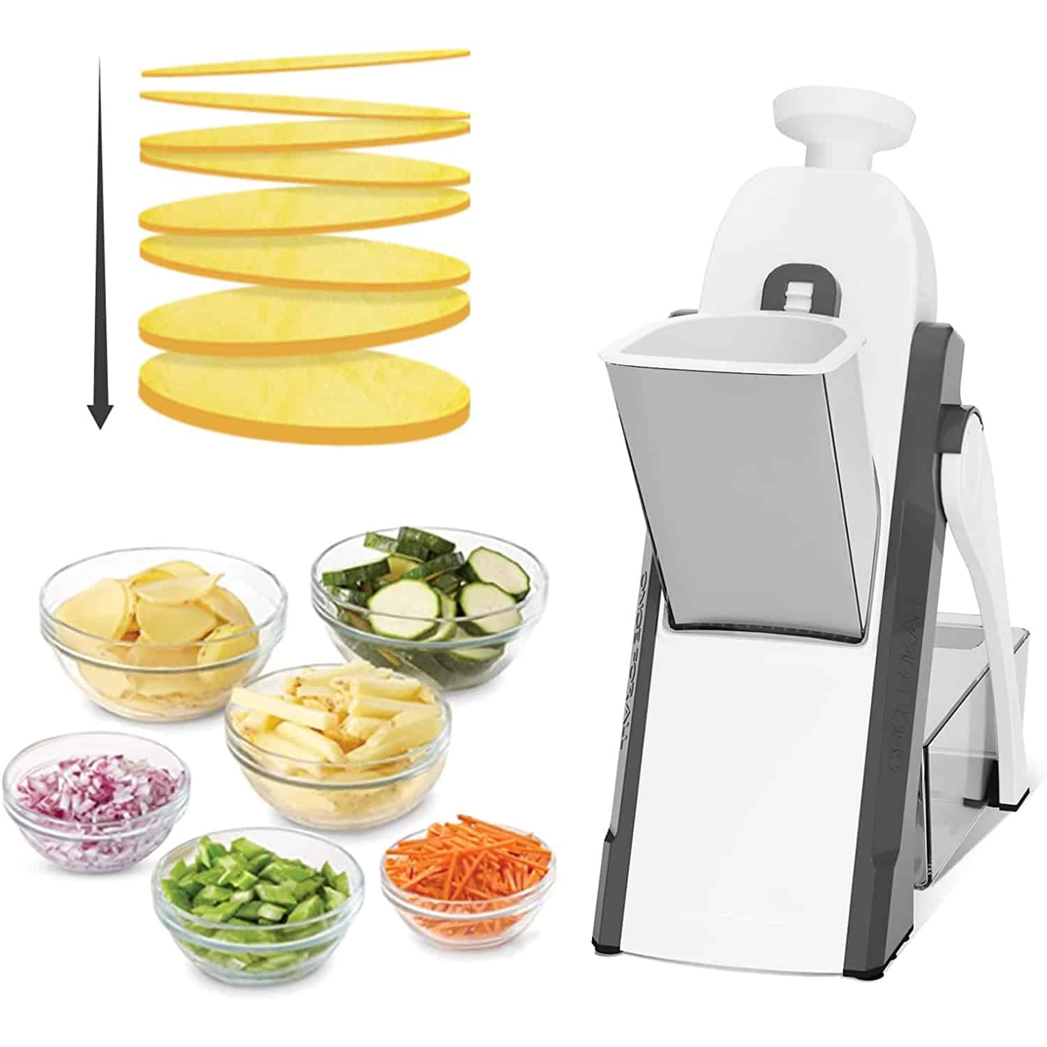 4 In 1 Mandoline Vegetable Cutter | Chopper | Adjustable Multi-function Cutter Vertical Vegetable Cutter Kitchen Shredder Grater