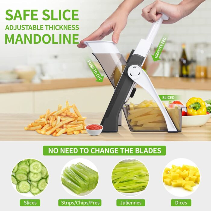 4 In 1 Mandoline Vegetable Cutter | Chopper | Adjustable Multi-function Cutter Vertical Vegetable Cutter Kitchen Shredder Grater