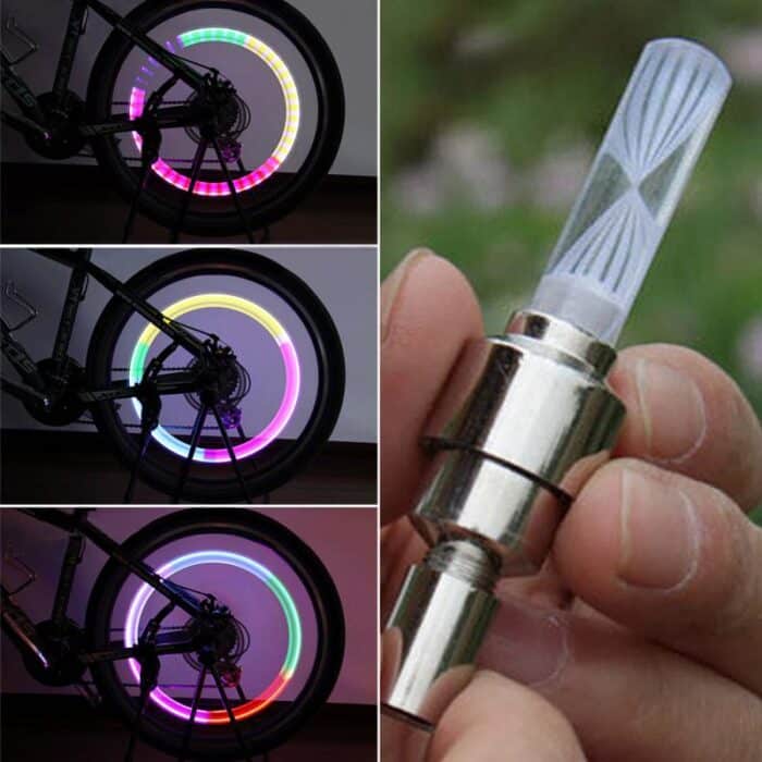 Motion activated glow bike flashlight car motorcycle tire valve caps wheel light