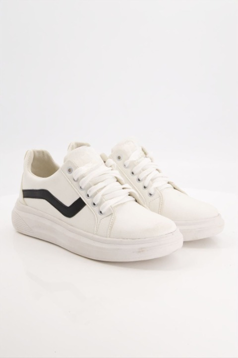 Men Casual White Sneakers With Lines Designs | Walking Shoes | Lightweight Comfortable