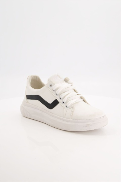 Men Casual White Sneakers With Lines Designs | Walking Shoes | Lightweight Comfortable