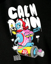 Men’s Black Calm Down Graphic Printed Oversized T-shirt