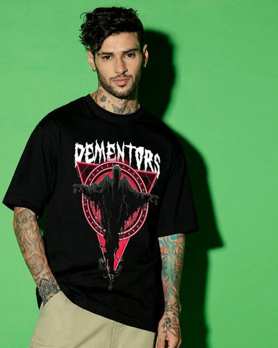 Men’s Black Dementors Graphic Printed Oversized T-shirt