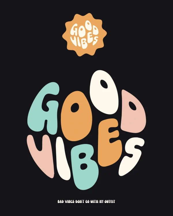 Men’s Black Good Vibes Typography Oversized T-shirt