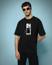 Men’s Black Moss Head Graphic Printed Oversized T-shirt