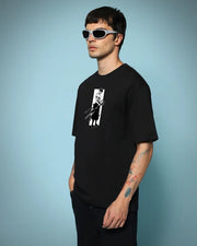 Men’s Black Moss Head Graphic Printed Oversized T-shirt