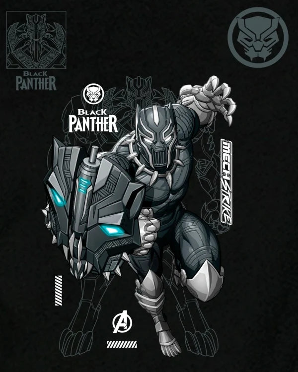 Men’s Black Panther Mech Graphic Printed Over-sized T-shirt