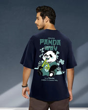 Men’s Blue The Panda Way Graphic Printed Oversized T-shirt