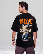 Men’s The Black And Blue Squad Graphic Printed Over-sized T-shirt