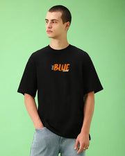 Men’s The Black And Blue Squad Graphic Printed Over-sized T-shirt