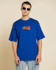 Men’s The Black And Blue Squad Graphic Printed Over-sized T-shirt