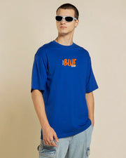 Men’s The Black And Blue Squad Graphic Printed Over-sized T-shirt