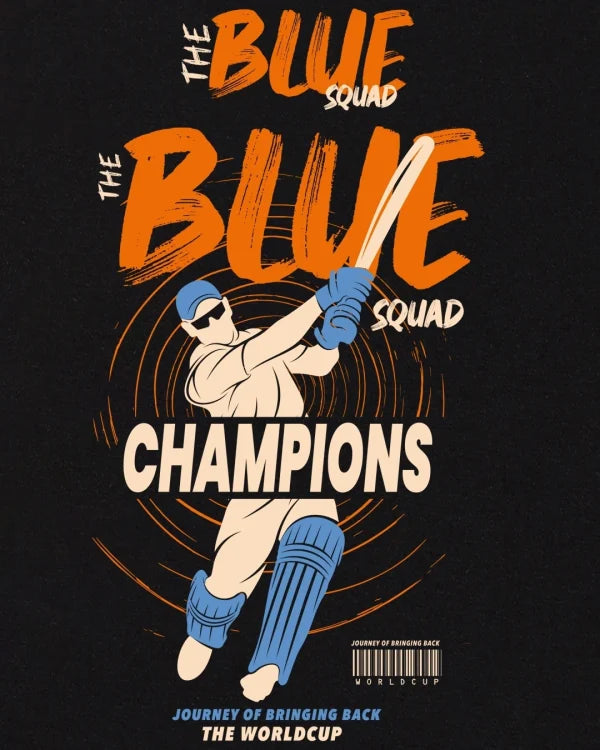 Men’s The Black And Blue Squad Graphic Printed Over-sized T-shirt