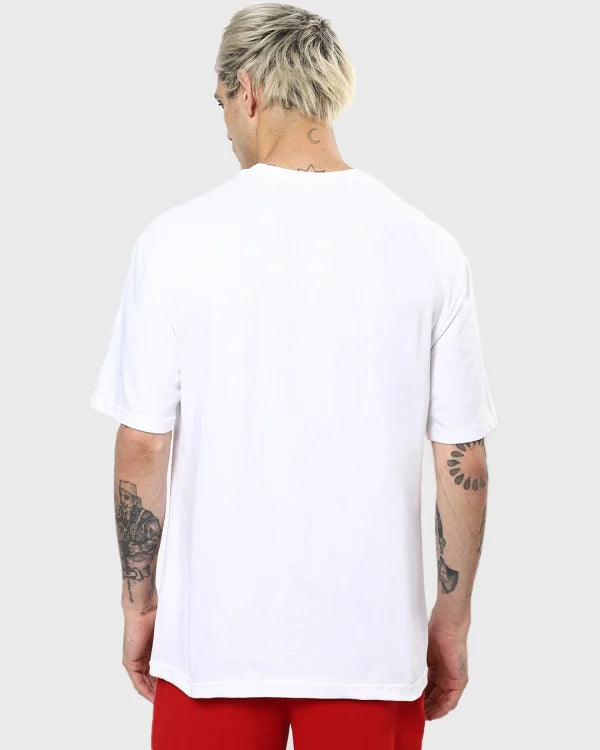 Men’s White Torque Graphic Printed Oversized T-shirt