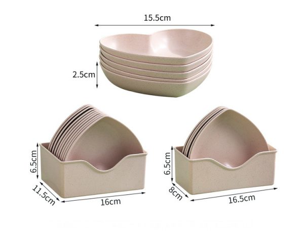 Pack Of 8 Heart Plate Set | Multi Color Plate Set With Stand