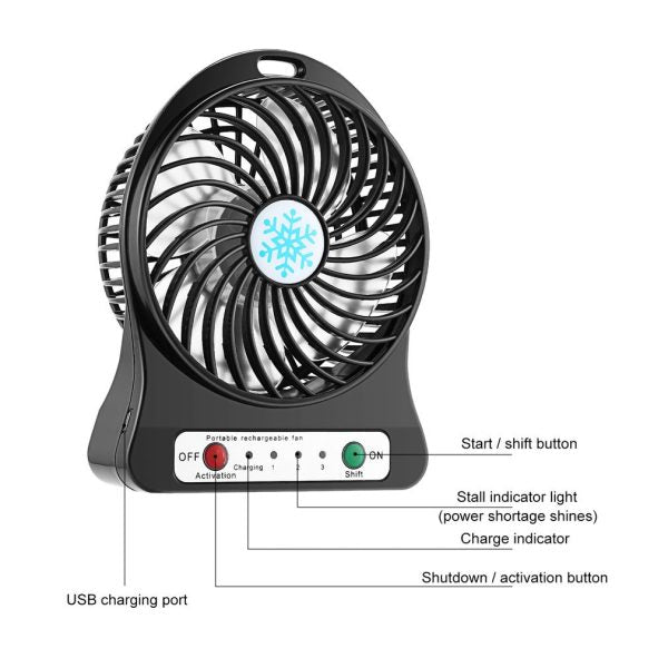 Portable Mini Usb Fan Rechargeable Battery | 3-level Speed Adjustable Electric Cooling Desktop Fan (random Colors)