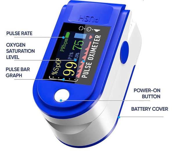 Pulse Oximeter Fingertip Monit Blood Oxygen Saturation (spo2) And Pulse Rate Monitors- Portable Single Color Led Display [battery Included]