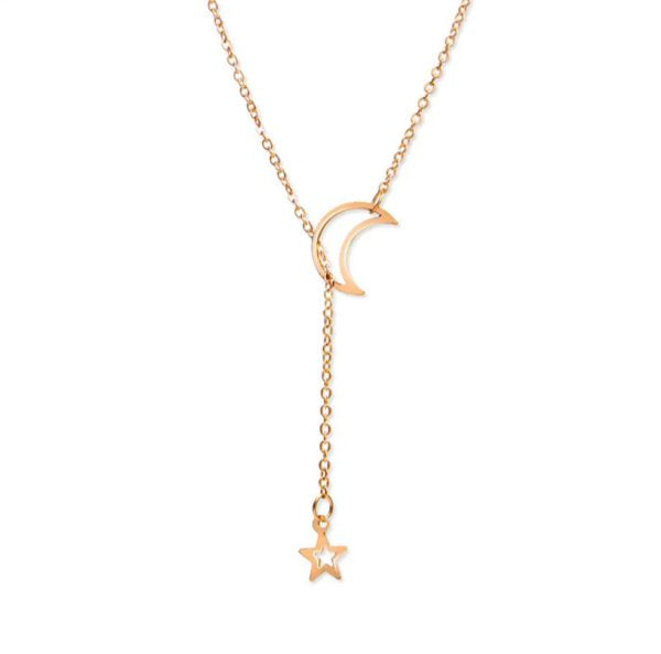 Simple And Elegant Moon Star Pendant Necklace Women Clavicle Chain Minimalist Design Necklace