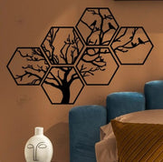 Wooden Tree Of Life Wall Art Decoration (6pc Set)